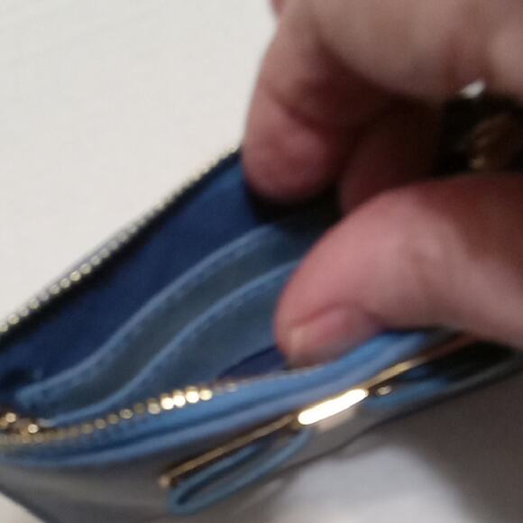 NWT Urban Energy Avenue Credit Card and Coin Purse Blue Clutch with Gold Accents - Picture 7 of 9